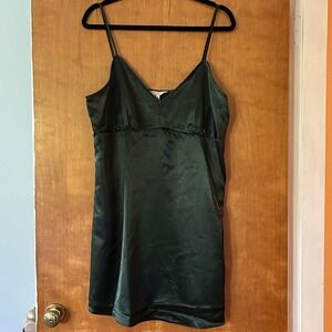 Chelsea & Violet Mini Dress Green Gables Satin Party Free Flowy Womens Sz XL NWT